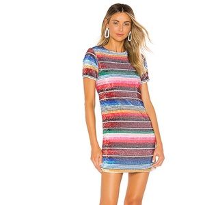 X by NBD Rainbow Sequin mini dress